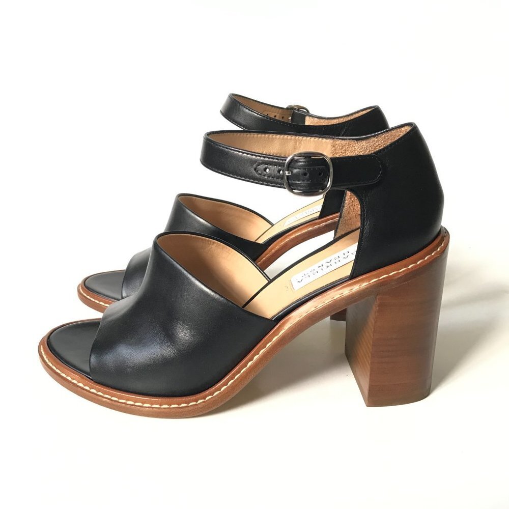 Gabriela Hearst Beau Sandals Shoes Womens 41.5 Black Leather Block Heel Buckle - Picture 7 of 14